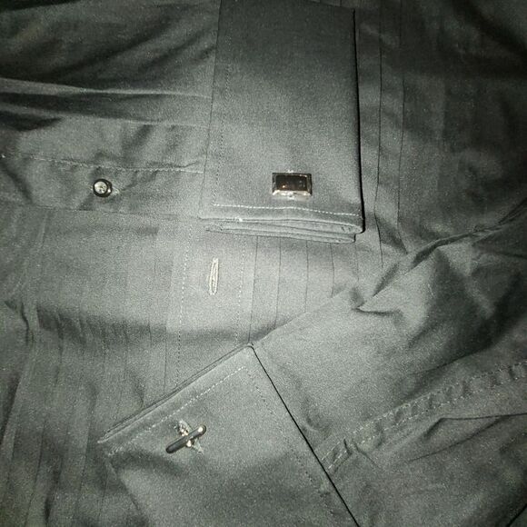 Madison long sleeve button shirt in black with tie - Picture 6 of 9